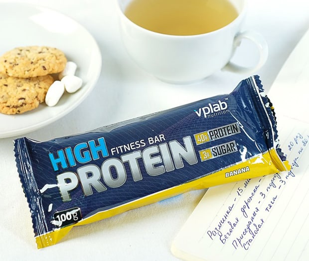High Protein bar с печеньем и чаем