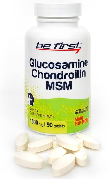 Баночка и капсулы Be First Glucosamine Chondroitin MSM