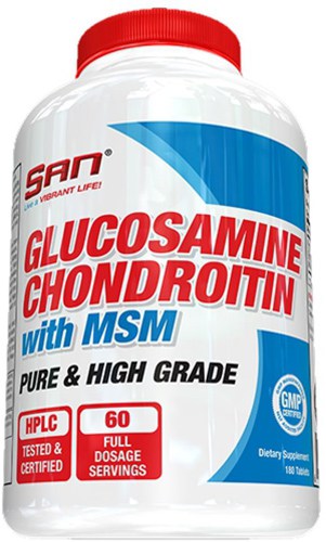 Добавка в упаковке из 180 таблеток SAN Glucosamine Chondroitin MSM