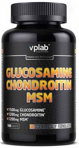 Упаковка средства для суставов vplab glucisamine chondroitin msm 180 капсул