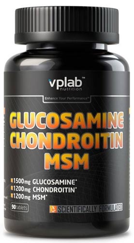 Упаковка vplab glucisamine chondroitin msm 90 капсул