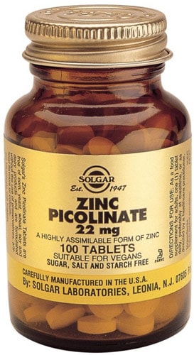 100 таблеток добавки Пиколинат цинка от Солгар